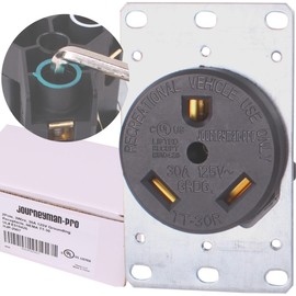 Journeyman-Pro Heavy Duty 30 AMP 110V RV Electrical Outlet with Allen Head Lug Terminals, Lifetime Guaranteed, UL Listed, NEMA TT-30R 120V, Straight Blade Wall Receptacle, Outdoor Rated (Black)