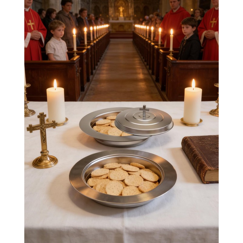 1PC Holy Communion Tray for Churches with Lid, Stainless Steel