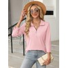 TICTICMISS Women's 3/4 Length Sleeve Tops Collared V Neck T