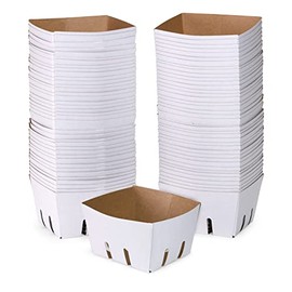 IDL Packaging Pint Berry Basket, White (Pack of 100) â Strong and Food-Safe Cardboard Containers for Freezing or Storing Small Fruits â Perfect Farmers Market Supplies