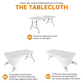 Eurmax USA Spandex Table Cover 4 ft. Fitted 30+ Colors Polyester Tablecloth Stretch Spandex Table Cover-Table Toppers,4 FT Table Cover Open Back (White,2 Pack)