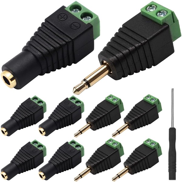 DKARDU 3.5mm Screw Terminal Gold Plated, 1/8" TS Mono Male