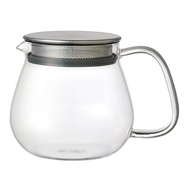 Kinto Stainless Unitea One Touch Teapot 460 ml. Heat-resistant glass teapot with stainless steel strainer and lid.