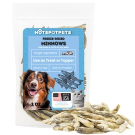 Freeze-Dried Minnows for Cats & Dogs – 100% Natural Single Ingredient Snack – High Protein, Grain-Free, Raw Diet Dog Treats – Omega-3 Fish – No Additives or Preservatives Minnows for Cats (2 Ounce)