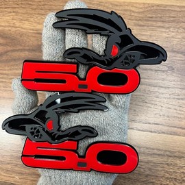 Par de emblemas Coyote 5.0, emblemas 3D de calcomanías de carreras agresivas y enojados, compatibles con Mustang 15-25, F150, motor Coyote, decoración universal para vehículos, automóviles, camiones