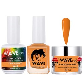 WAVEGEL Soak-Off Gel, Nail Lacquer & Acrylic/Dip Powder Matching Set - Simplicity Collection - #W44 Dark Orange