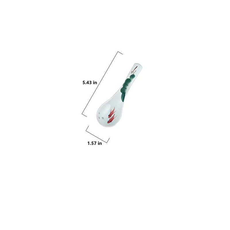 Ceramic Soup Spoons set, Chinese Style Glaze Porcelain Rice Spoons,