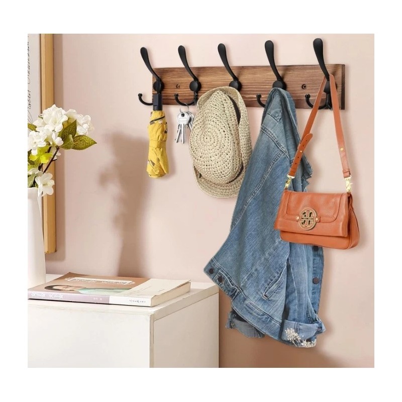Kuhome Coat Rack Wall Mount Wooden Hat Rack for Wall