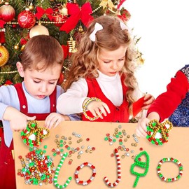 1200 pcs Christmas Pony Beads, Plastic Beads for Candy Cane Crafts, Christmas Beads for Crafts Jewelry Making, Pony Beads Bulk for Christmas and New Years(Gold White Red Green Silver)