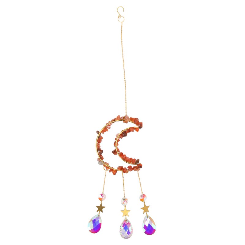 Moon Wind Chimes Bright Crystal Hanging Pendant Window Decoration for