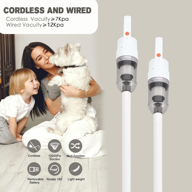 SIPPON 6-in-1 Lightweight Stick Vacuum Cleaner with 100W Powerful Motor,