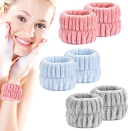 Wykodra 6pcs Wrist Bands for Washing Face, Absorbent Face Wash Wristbands, Arm Water Guards, Microfiber Spa Wash Band for Girls Prevent Water from Spilling Down Your Arms