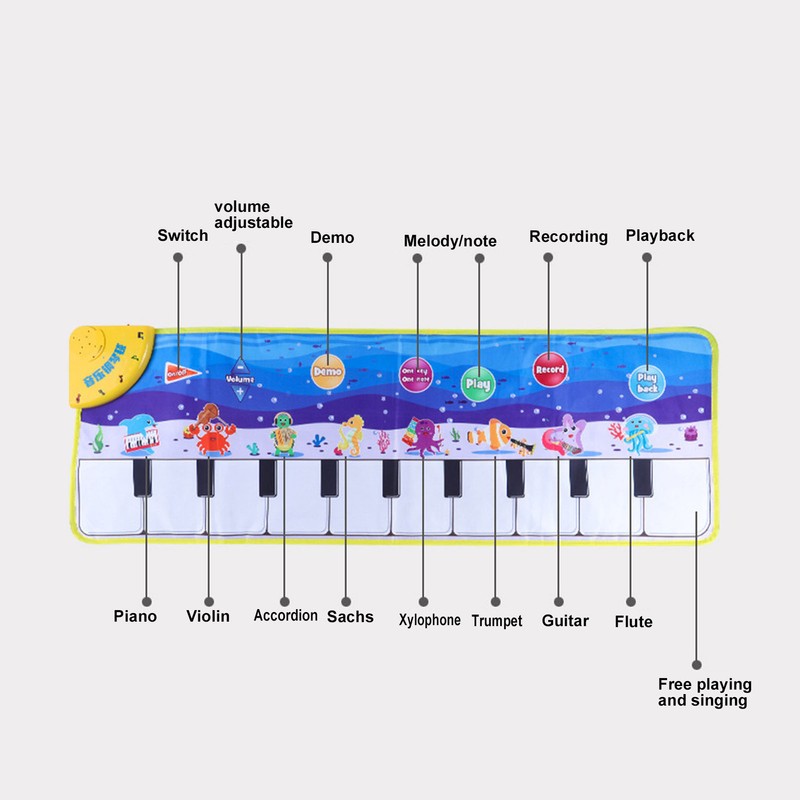 Kids Piano Mat Collapsible Soft Cloth Lighting Musical Dance Floor