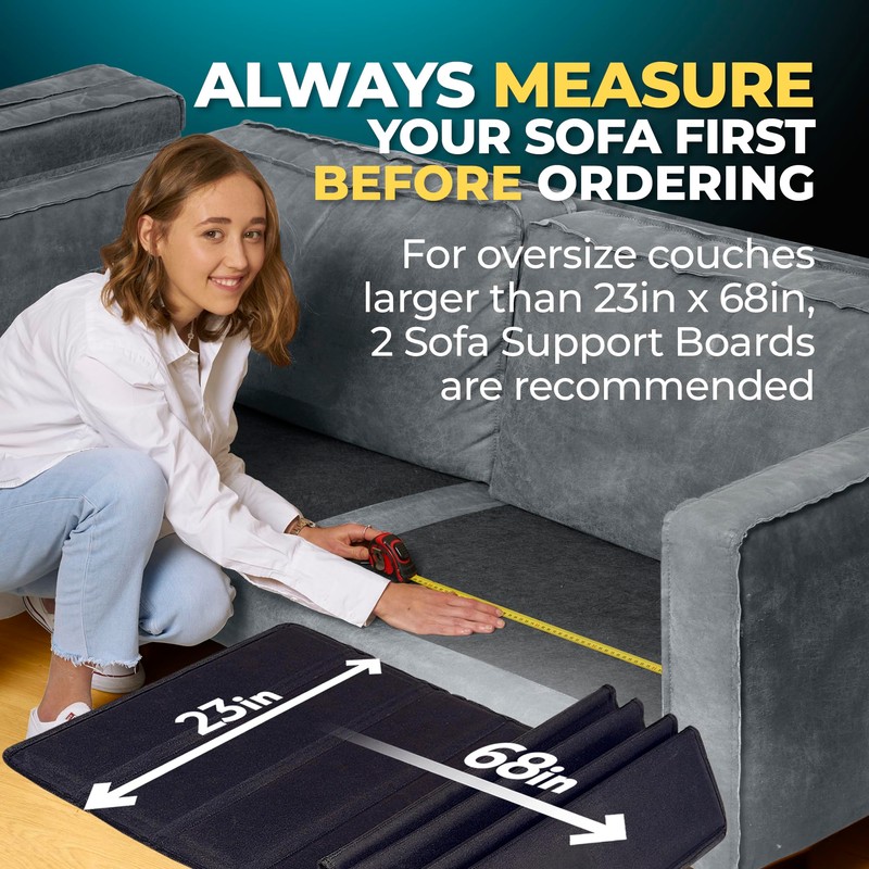 Golden Home Essentials XL 23.2in x 68in Couch Support for Sagging Cushions - Extra Wide Sofa Cushion Support Board - 0.4in Saggy Couch Cushion