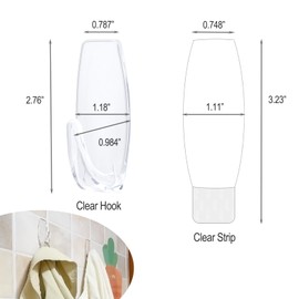 12 Large Wall Hooks for Hanging Heavy Duty, with 16 Removable Strips, Clear Hanger Hooks, Damage-Free Utility Hooks with Adhesive Strips, Plastic wall Hook for Key, Shower, Towel, Coat, Door, Hat.