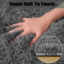 qulint Area Rugs 9x12 Living Room, Large Fluffy Rug for Bedroom, Soft Shag Shaggy Fuzzy Carpets for Boys and Girls Dorm Room Home Decor (9ft x 12ft, Dark Grey)