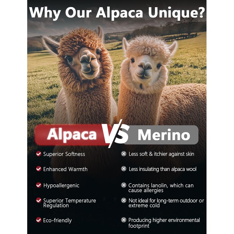 Juclise Alpaca Wool Heavyweight Thermal Boot Socks Winter Hunting Hiking