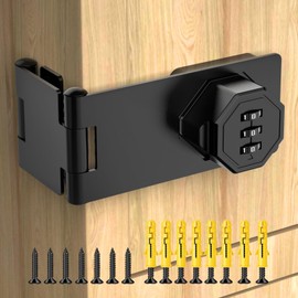 YogePote 90 Degree Cabinet Locks with Combination, Mechanical Folding Door Latch, Keyless Password Rotary Hasp Latch Lock for Office File Cabinet, Drawers, Locker, Small Door, Cupboard (1, Black)