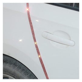 4PCS Bling Car Door Edge Guards Protector, Diamond Auto Side Door Anti-Collision Crash Strip Sticker, Crystals Vehicle Anti-Scratch Bumper Tape, Universal for SUV Truck Pickup (Pink)
