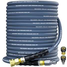 KARHDIR Pressure Washer Hose 75FT 3/8" for Cold and Hot Water 212°F, with Swivel Quick Connect, 4500PSI Kink Resistant Grade Steel Wire Braided, Power Washer Hose With 2pcs M22-14mm Adapter