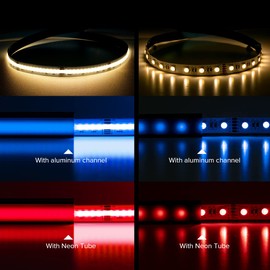 BTF-LIGHTING FCOB COB LED Strip RGBW 3000K UL Listed 896LED/m 16.4FT DC12V Flexible High Density Uniform Light 12mm Width Color Changing LED Ribbon for Home Indoor Decoration(No Adapter or Controller)