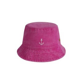 SCHIETWETTER Kids Buckethat Anchor Bucket Hat for Girls and Boys Sun Hat Washed Look 100% Cotton, pink, 54