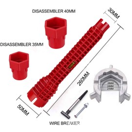Yinrikom 8 in 1Sink Faucet Installer, Multifunction Faucet Wrench Plumbing Installation Tool Used for Toilet Bathroom Kitchen Installation Removal of Various Pipes (Red)