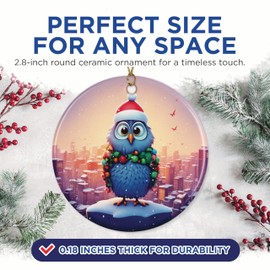 Pigeon with Santa Hat Christmas Ornament - Festive Holiday Decor - 2.8" Round - Gold String Included - UV Printed Design - Choose from Over 140 Designs - BMCO0340