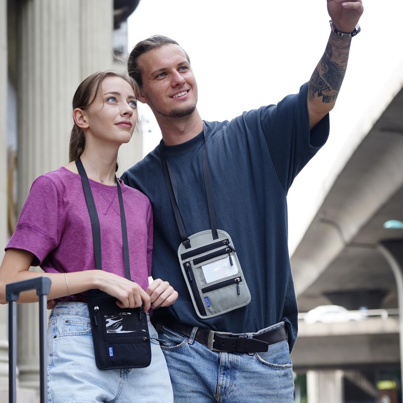 Azarxis Travel Pouch, Neck Wallet RFID Blocking, Passport Holder Organizer