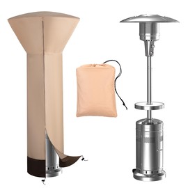 Vailge Patio Heater Covers with Zipper and Storage Bag,Heavy Duty 600D Oxford Waterproof Outdoor Heater Cover Wind-Resistant Dustproof UV-Resistant,Beige & Brown,89'' Height x 33" Dome x 19" Base