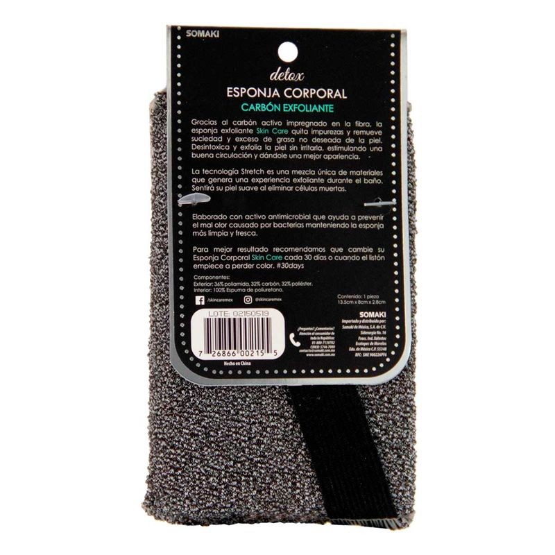 Esponja Skin Care Carbón Exfoliante