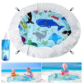 Tondiamo 6.6 x 6.6 ft Beach Pool for Toddler Baby Beach Pool Blanket 2 in 1 Waterproof Sandproof Kiddie Foldable Sand for Kid Vacation Picnic