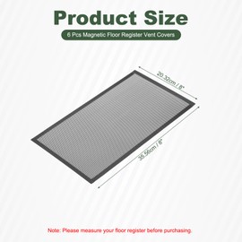 YOKIVE 6 Pcs Magnetic Floor Vent Covers, Floor Register Cover PVC Mesh Air Vent Screen Filters, Great for Home Floor, Wall, Ceiling, Catch Debris Hair Dust (Black, 14-Inch x 8-Inch)