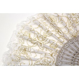 6 Colors for Practice, Rose Lace, Fan, Abanico, Ballet, Dance, Litmos, Kitori, Spanish Dance, Lessons, Dance (White)
