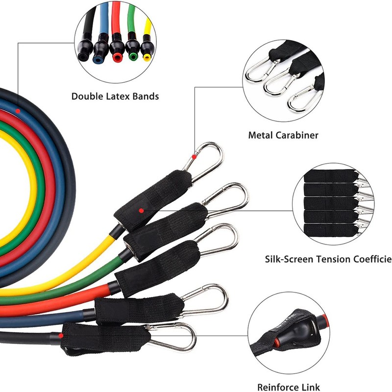 (16pcs) Resistance Bands Set Exercise Resistance Bands with Handle Set,Stretch