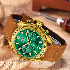 AIMES Men’s Watches Business Work Waterproof Chronograph Watch with Leather Band Men Fashion Sport Classic Elegant Men's Wrist Watch Unique Gifts for Men