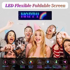 Plikapli Programmable Flexible LED Sign 15''x4'' Scrolling Bright Advertising LED Car Sign Ultra-Thin Flexible Bluetooth LED Screen with APP Control USB 5V LED Signs for Car Store Bar Home Office