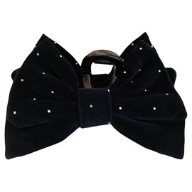 FineGood Velour Ribbon Hair Claw, Large, Secure, Elegant, High Visibility, Adult Cute, Korean Style, Hair Accessory, Women's, Black