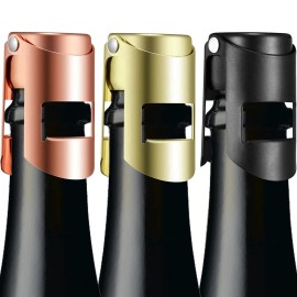 HYZ Champagne Stoppers 3-Pack, Stainless Steel Sparkling Wine Bottle Stopper ...