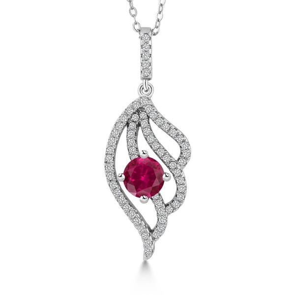 Gem Stone King 925 Sterling Silver Red Created Ruby and