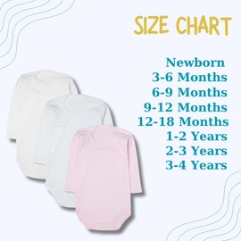 rise&Raba Baby Bodysuit 3 Pcs | 100% Organic Cotton Long Sleeve Comfortable Button Baby Bodysuits for Boys and Girls | Comfortable and Cute Onesies (White-Ecru-Pink, 1-2 Year)