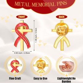 Misdary 50 Pcs Funeral Favors for Guests Funeral Memorial Pin Cross Ribbons Forever in Our Hearts Lapel Brooch Pin for Religious Christian Celebration of Life Mourning Remembrance Day ()