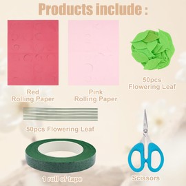 WEBEEDY 10 Sets Paper Flowers Making Kit Flower Paper Craft for Beginner, DIY Flowers Decorations with Pre-Cut Flower, Papers Wire Stems, Felt Leaves for Wedding Birthday Party Floral Gift