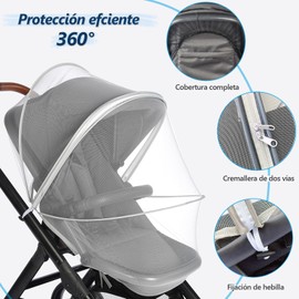 SIUSIO Mosquitera para Cochecito,Transpirable y Plegable Mosquiteras para Redes con Cremallera,Universal de Múltiples Funciones de Red para Carriola de Bebé (Gris)