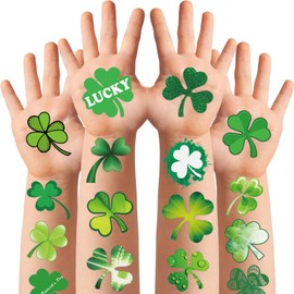 winthrop 100 Pcs Shamrock Temporary Tattoos for Kids, Safety Waterproof Tattoos, Best Choice for St. Patrick's Day Parade and Irish Party, Shamrocks Irish Flags Beer Mugs (12 Sheets)