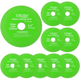 ZORUNNA 4.5" Glass Cutting Disc, 10 Pcs Diamond-Edged Cutter with 7/8" Arbor Hole, Glass Cutters Tools for Grinding Jade, Crystal, Wine Bottles, Tile.