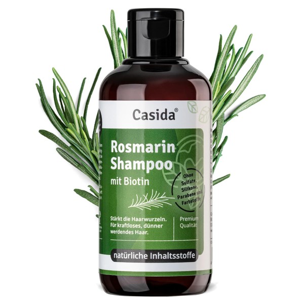 Casida® Rosemary Shampoo with Biotin - Strengthens the Hair Roots - for Weaker, Thinning Hair - 200 ml