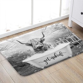 Boziqr Get Naked Bath Mat, Funny Cow Soft Bathroom Rugs, Farmhouse Grey Bath Mats for The Bathroom 17 x 29 Inches