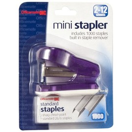 Officemate OIC 97753 - Mini grapadora (1000 grapas estndar, viene en varios colores, rojoazulverdemorado                                              