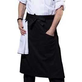Caterpillar Men’s Apron, Solid Plain, Under-the-Waist Apron, Unisex, Chef, Clerk, Kitchen Cooking, Restaurant, Coffee Shop, Black